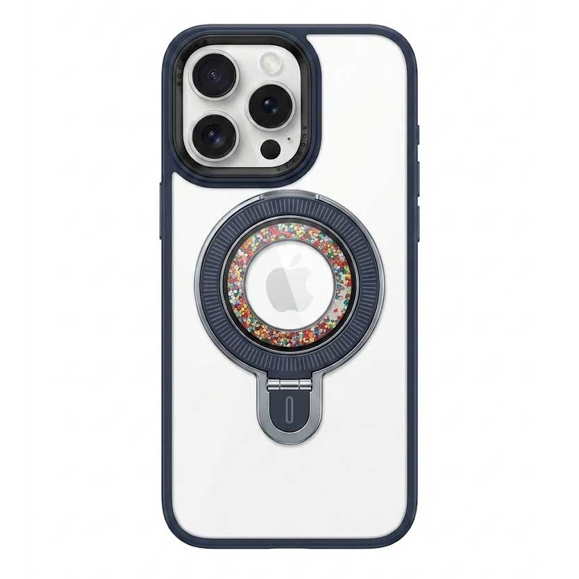 Blue Fashion Magnetic Diamonds iPhone 15 Pro Max case with decorative diamond accents by My Store.