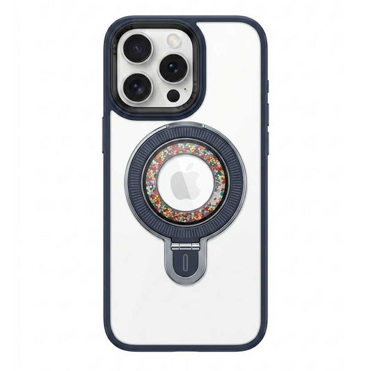 Blue Fashion Magnetic Diamonds iPhone 15 Pro Max case with decorative diamond accents by My Store.