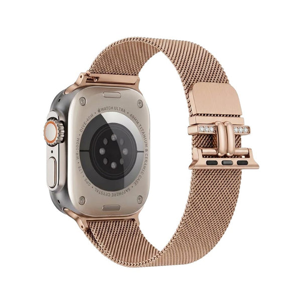 TecHub Leopard Print stainless steel slim diamond watch strap for Apple Watch 42-49mm, stylish case accessory for women.