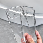 Clear TPU and PC iPhone 17/18 Pro case by TecHub showing transparent design and precise camera and port cutouts.