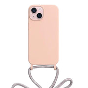 TecHub iPhone 14-13 crossbody silicone case with shoulder strap, soft material and sleek design for easy carrying.