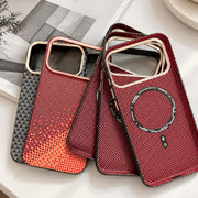 TecHub Tactile Woven Fiber Pattern MagSafe Case for iPhone 17/18 Pro Max, showing textured woven design and MagSafe alignment.