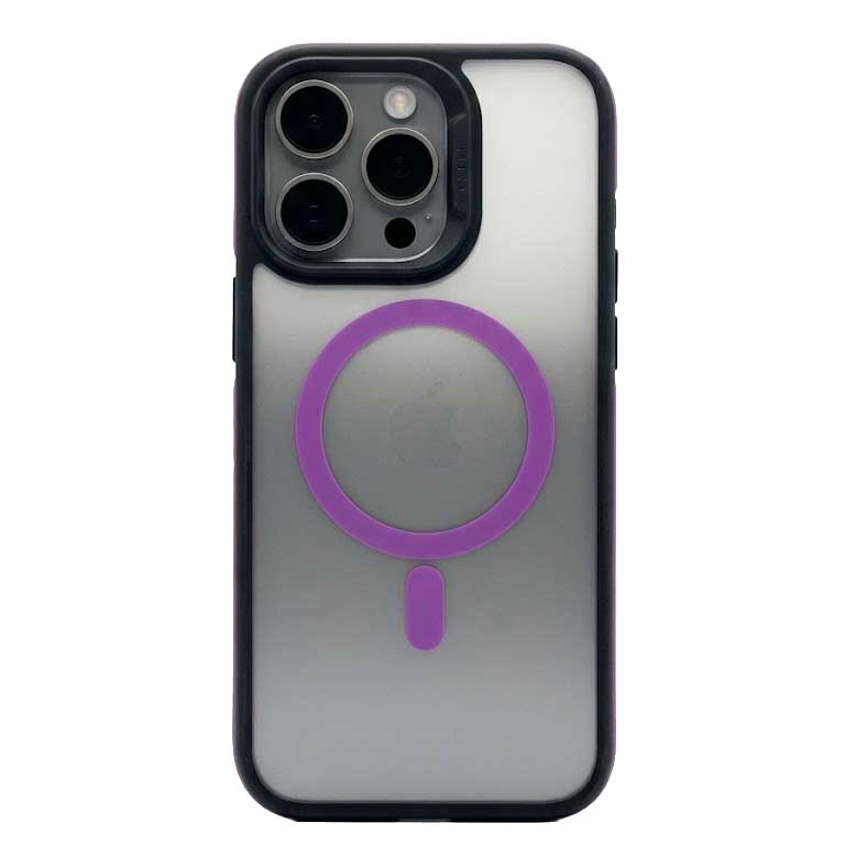 TecHub Q-Series Magic Mask Magnetic MagSafe Case for iPhone 14 Pro Max in purple and black, showing sleek protective design.