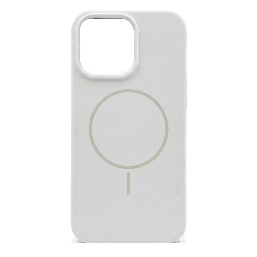 White Magnetic Liquid Silicon Case for iPhone 15 by TecHub, showcasing sleek design and soft silicone material.