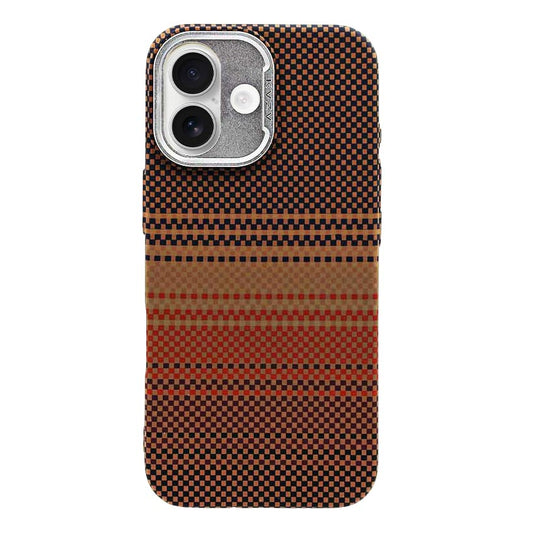 TecHub KVZV woven color pattern MagSafe case for iPhone 17 in orange, featuring a textured woven design on the protective phone case.