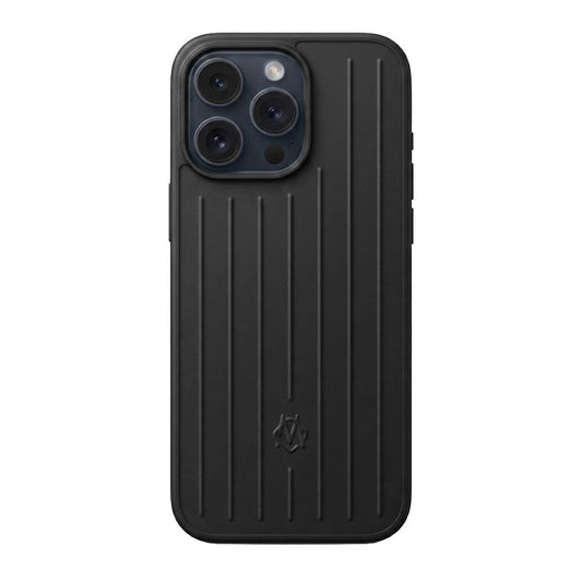 TecHub vertical striped luggage-style full coverage case for iPhone 14 Pro, showing its durable design and colorful striped pattern.