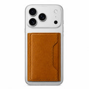 TecHub Triple Luxury Fold Leather MagSafe Wallet Card Holder in brown, showcasing its sleek, foldable leather case design.
