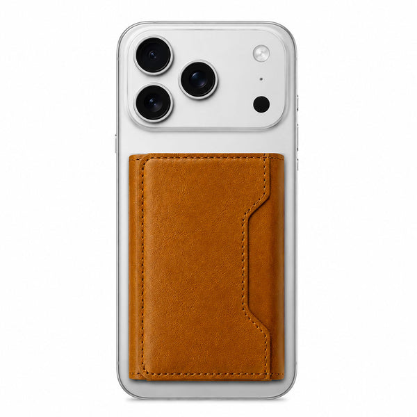 Triple Luxury Fold Leather MagSafe Wallet Card Holder - Brown