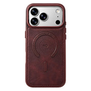 TecHub HDCI Premium Back Leather MagSafe Case for iPhone 17/18 Pro Max, showcasing sleek black leather with MagSafe magnet area.