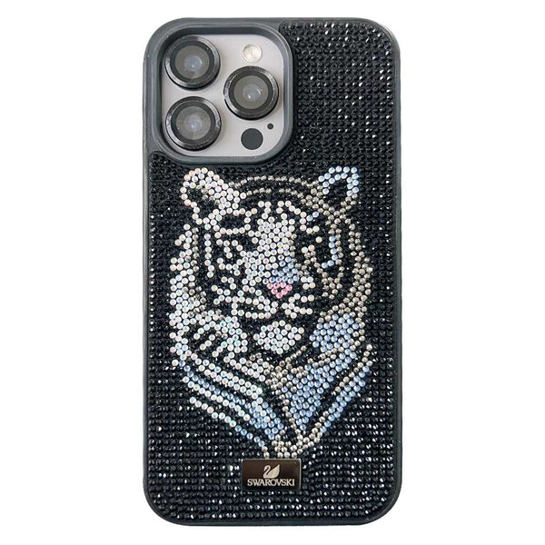 TecHub Swarovski Luxury Bling Glitter Diamond iPhone 15 Pro Max case with a sparkling tiger design.