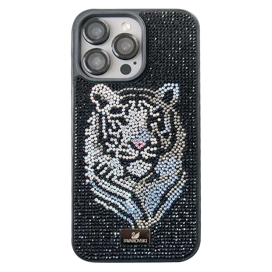 TecHub Swarovski Luxury Bling Glitter Diamond iPhone 15 Pro Max case with a sparkling tiger design.