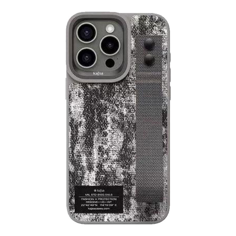 Kajsa Glamorous Collection - Outdoor Tie Strap Case for iPhone 15 Pro Max - Grey