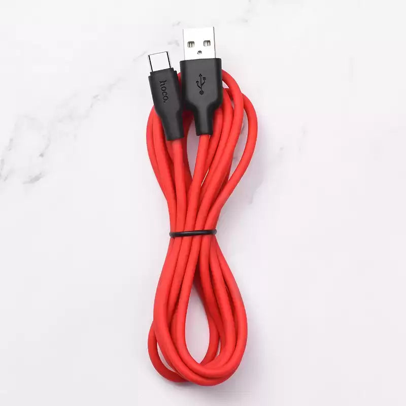 Hoco Charging Cable USB to Type-C “X21 Plus” 25 CM - Red - TecHub