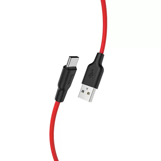 Hoco Charging Cable USB to Type-C “X21 Plus” 25 CM - Red - TecHub