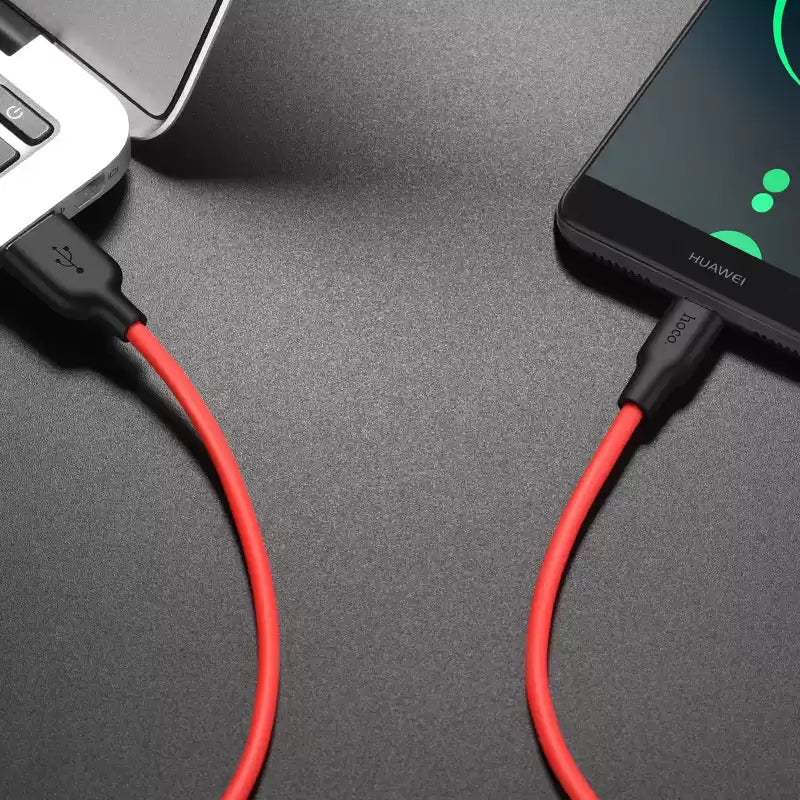 Hoco Charging Cable USB to Type-C “X21 Plus” 25 CM - Red - TecHub