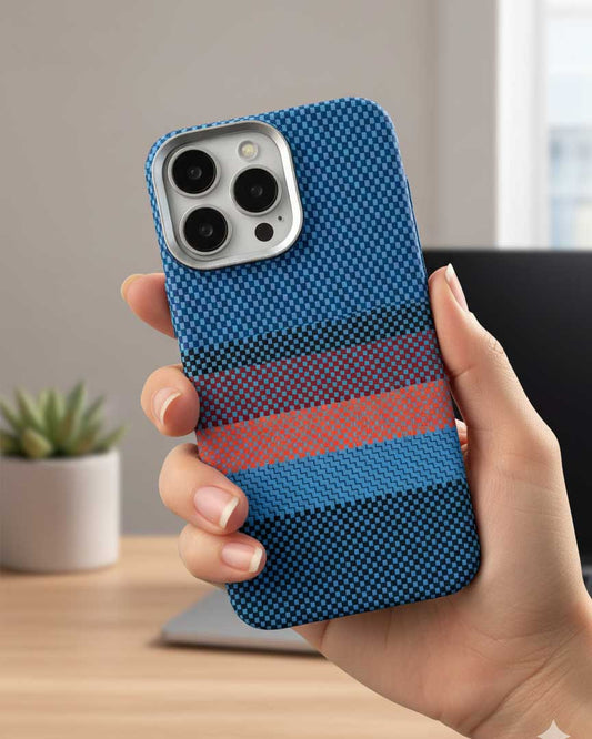 FreeAir Luxury MagSafe Carbon Fiber Design Case for iPhone 15 Pro Max - Blue