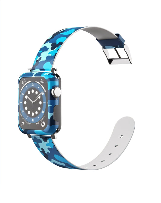 Raigor Inverse Khosla Series band strap and case for Apple Watch 42/44mm, showing black and red design on a watch face.
