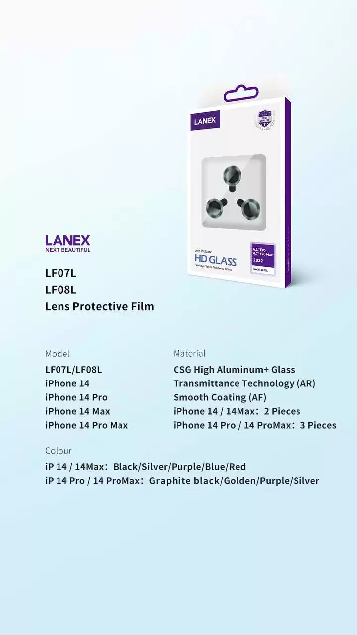 Lanex HD Glass Lens Protector for iPhone 13 Pro Max - Blue - TecHub