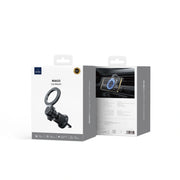 TecHub Wiwu MAGO Series MagSafe car mount holder attached to a vehicle dashboard for secure iPhone charging and mounting