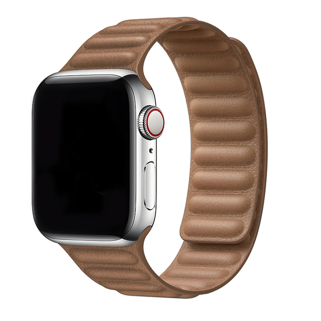 Dual Magnetic Leather Strap For Apple Watch 42/44/45mm - Brown - TecHub