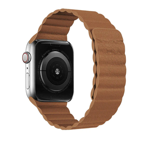 Dual Magnetic Leather Strap For Apple Watch 42/44/45mm - Brown - TecHub