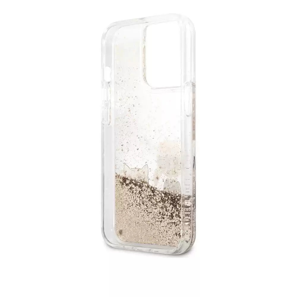 Karl Lagerfeld Liquid Glitter Case Karl And Choupette For iPhone 13 Pro (6.1) - Gold - TecHub