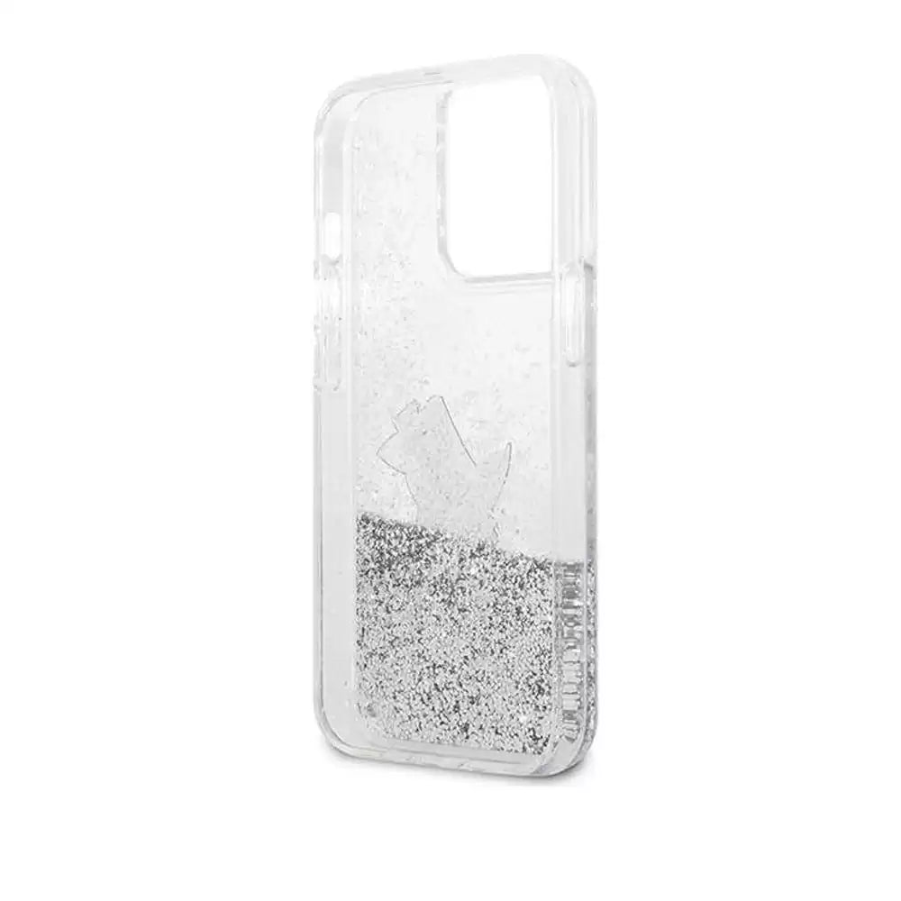 Karl Lagerfeld Liquid Glitter Case Choupette Fun For iPhone 13 Pro - Silver - TecHub