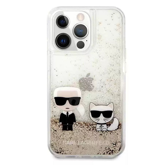 Karl Lagerfeld Liquid Glitter Case Karl And Choupette For iPhone 13 Pro (6.1) - Gold - TecHub