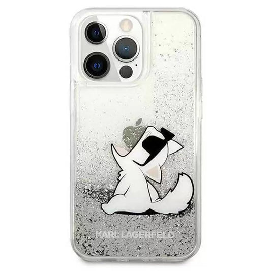 Karl Lagerfeld Liquid Glitter Case Choupette Fun For iPhone 13 Pro - Silver - TecHub