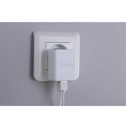 Energizer Dual USB Wall Charger with Lightning Cable, 3.4 A - White - TecHub