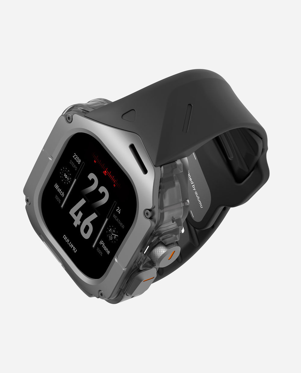 DS Aulumu A01 Apple Watch Ultra case with titanium cover and band, showcasing a sleek protective design for models 1, 2, and 3.