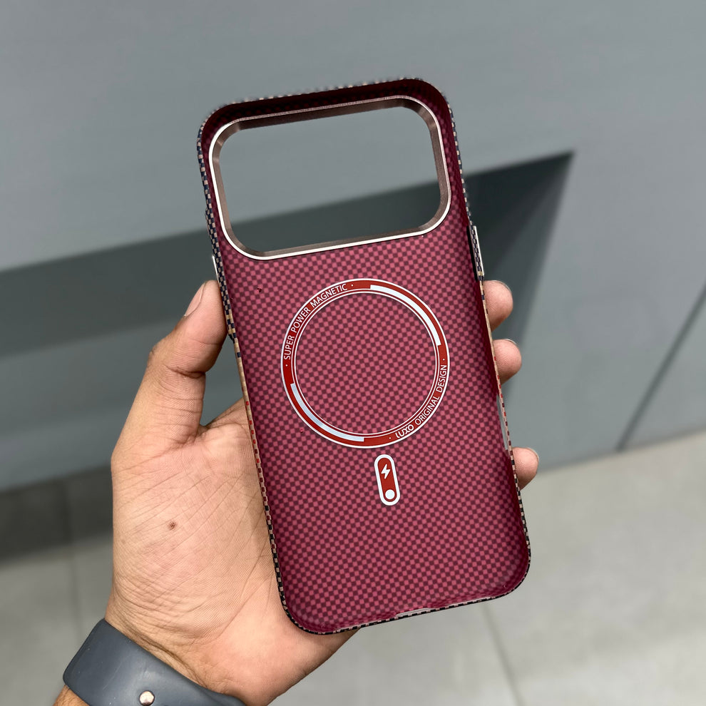 LUXO Life MagSafe Carbon Fiber Design Case for iPhone 17 Pro Series - Gold/Brown