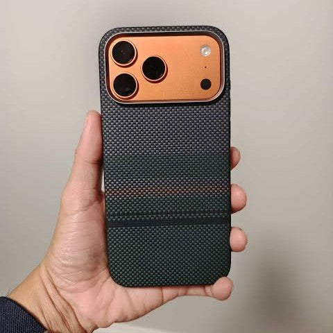 LUXO Life MagSafe Carbon Fiber Design Case for iPhone 17 Pro Max - Green/Grey