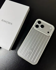 TecHub RIMOWA iPhone 17 Pro Max aluminium silicone case showing a sleek, protective design without MagSafe on a white background.