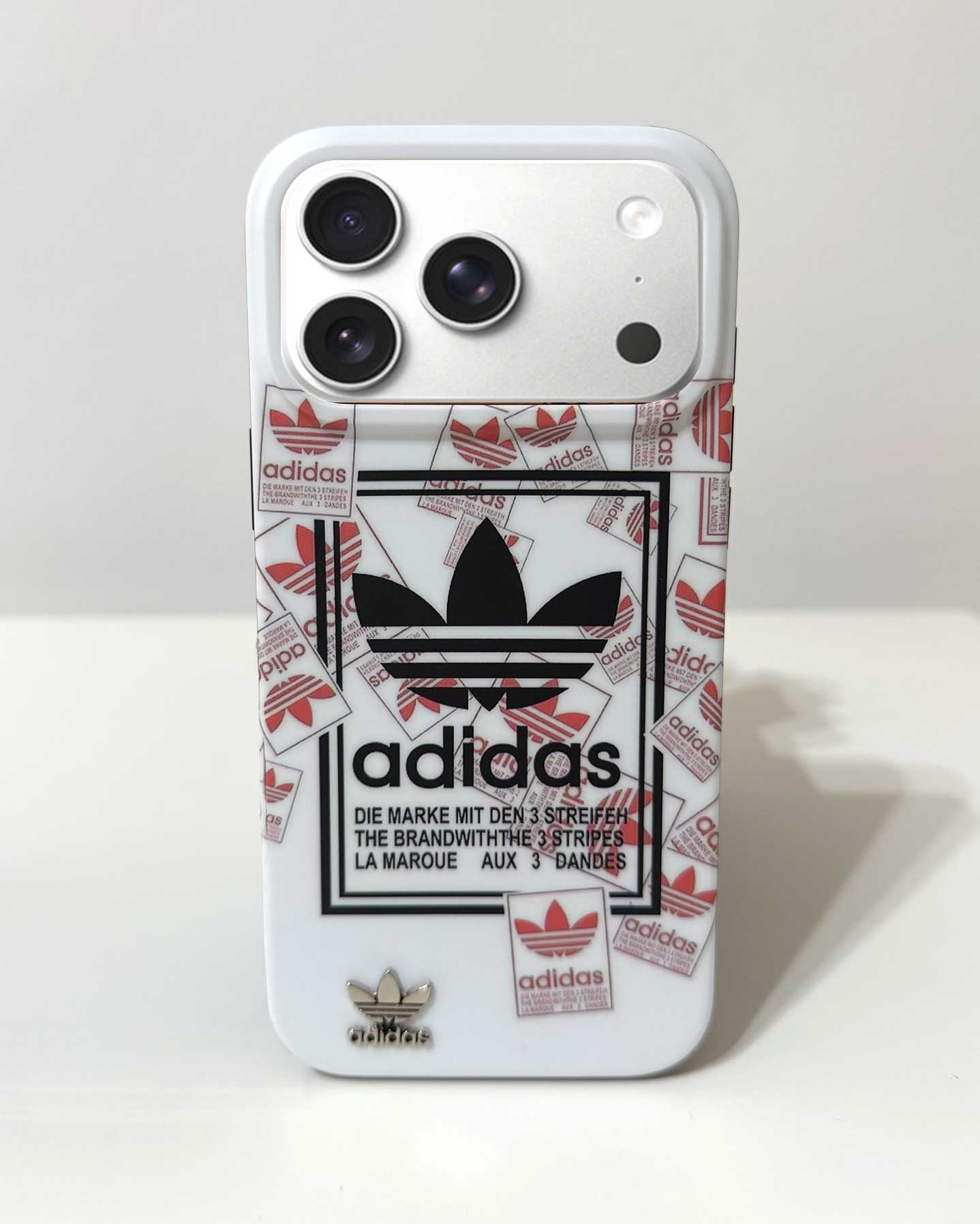 Adidas Creative Matte Case with Metal Emblem Shockproof Case for iPhone 17 Pro Max