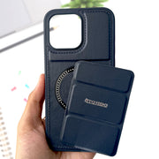Leather MagSafe stand case for iPhone 14 Pro Max with shockproof design, featuring a sleek, durable construction and built-in stand.