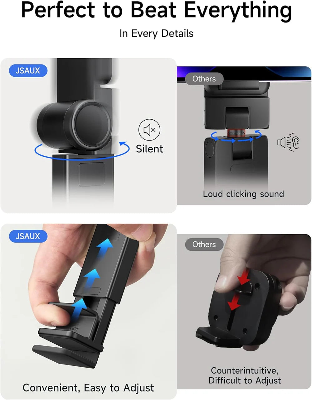Jsaux Magnetic Ultra Compact Phone Holder - Black