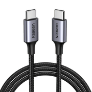 UGREEN 1 meter 60W Type-C to Type-C PD cable with nickel plating and aluminum shell for fast charging and data transfer.