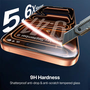 TecHub HDCI Dust Filter Tempered Glass screen protector for iPhone 17/18 Pro, crystal clear with edge-to-edge protection.