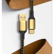 WiWU GD-101 18K gold USB-C data cable by TecHub, 3M zinc alloy and nylon braided design for fast charging and data transfer